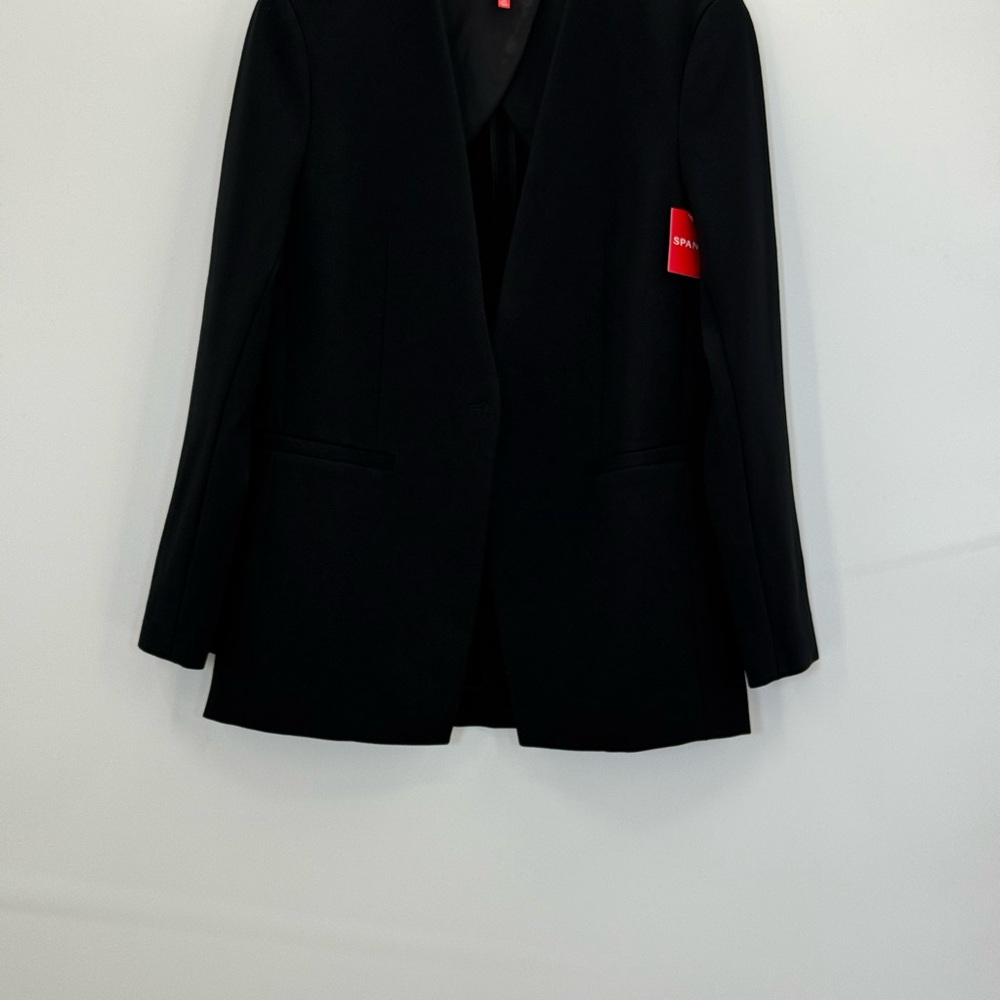 Spanx Collarless Black Tailored Blazer – Sleek Single Button Structured Jacket - Picture 16 of 16